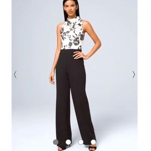 WHBM Floral-Bodice Halter Jumpsuit Size 0P